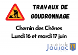 Travaux de goudronnage au Chemin des Chênes
