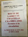 Fermeture routes Chastelas - Chambelasse - Ladreyts