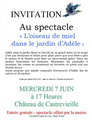 Spectacle pour enfants, aujourd'hui à 17h00, à Castrevieille