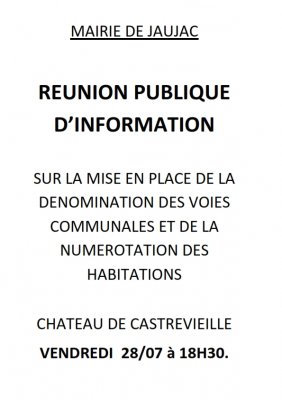 Réunion publique ce vendredi