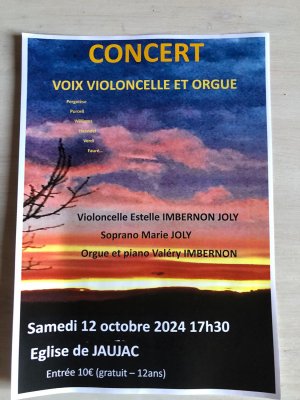 Concert orgue, violoncelle et soprano à l'église de Jaujac